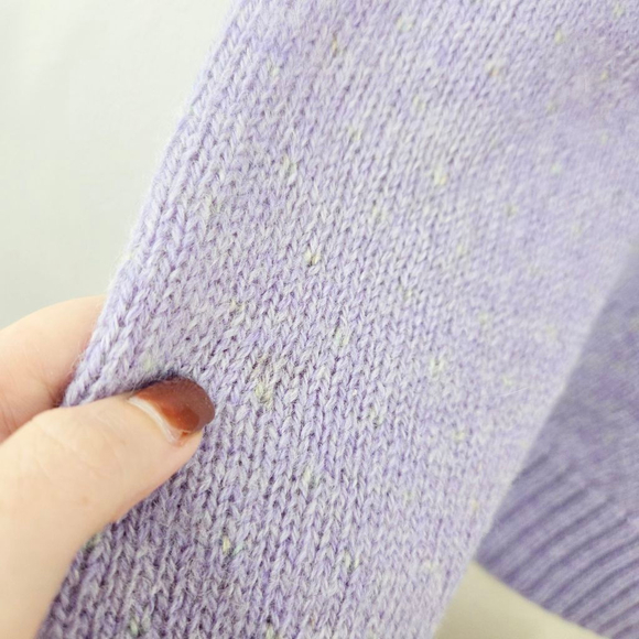 Vintage pastel purple pink kitty cat sweater puff sleeves fairy kei kawaii FLAW - Picture 5 of 9